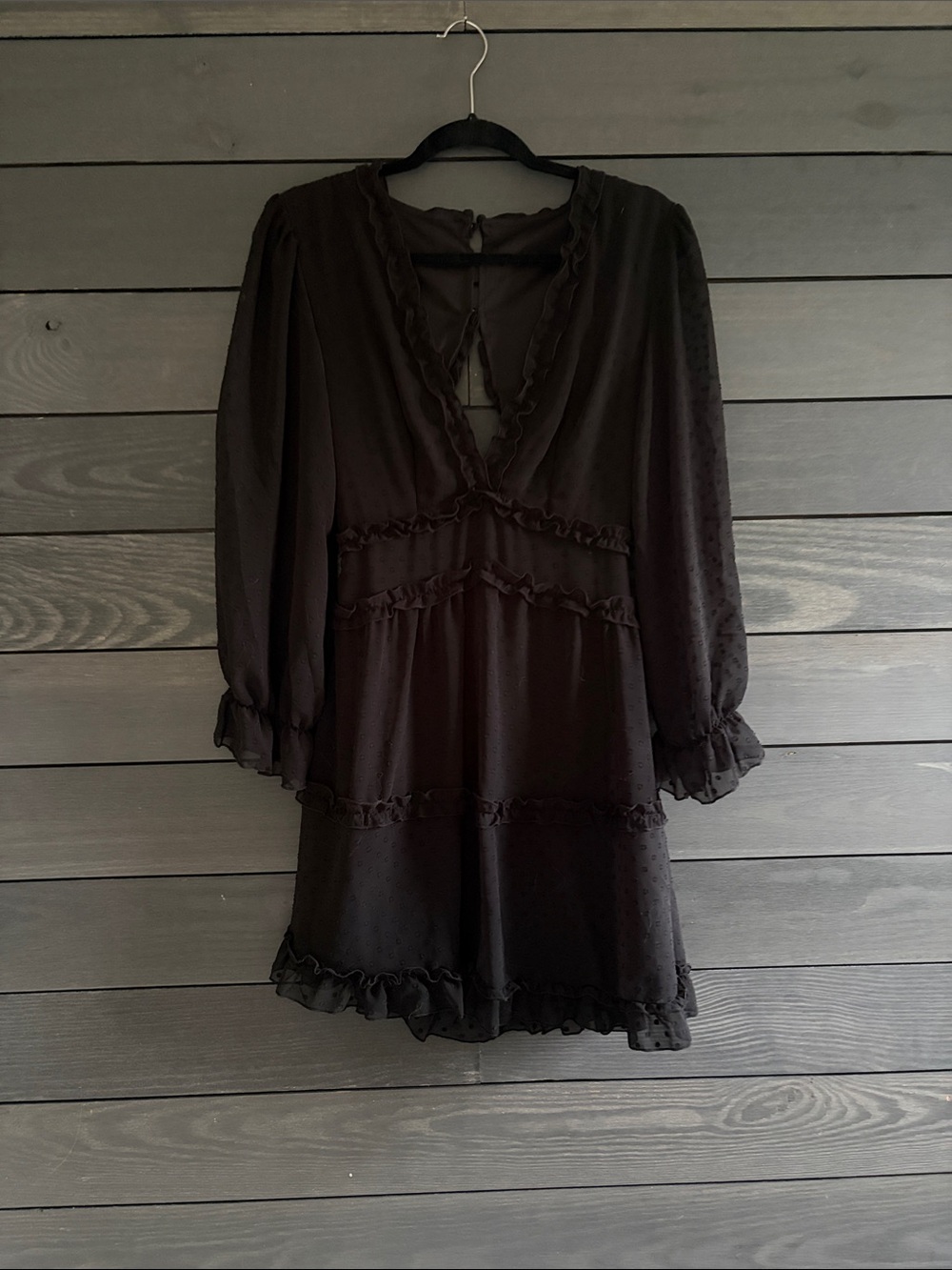 Women's Black Ruffle-Trim Dress